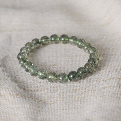 Healing Green Rutilated Quartz Bracelet front view