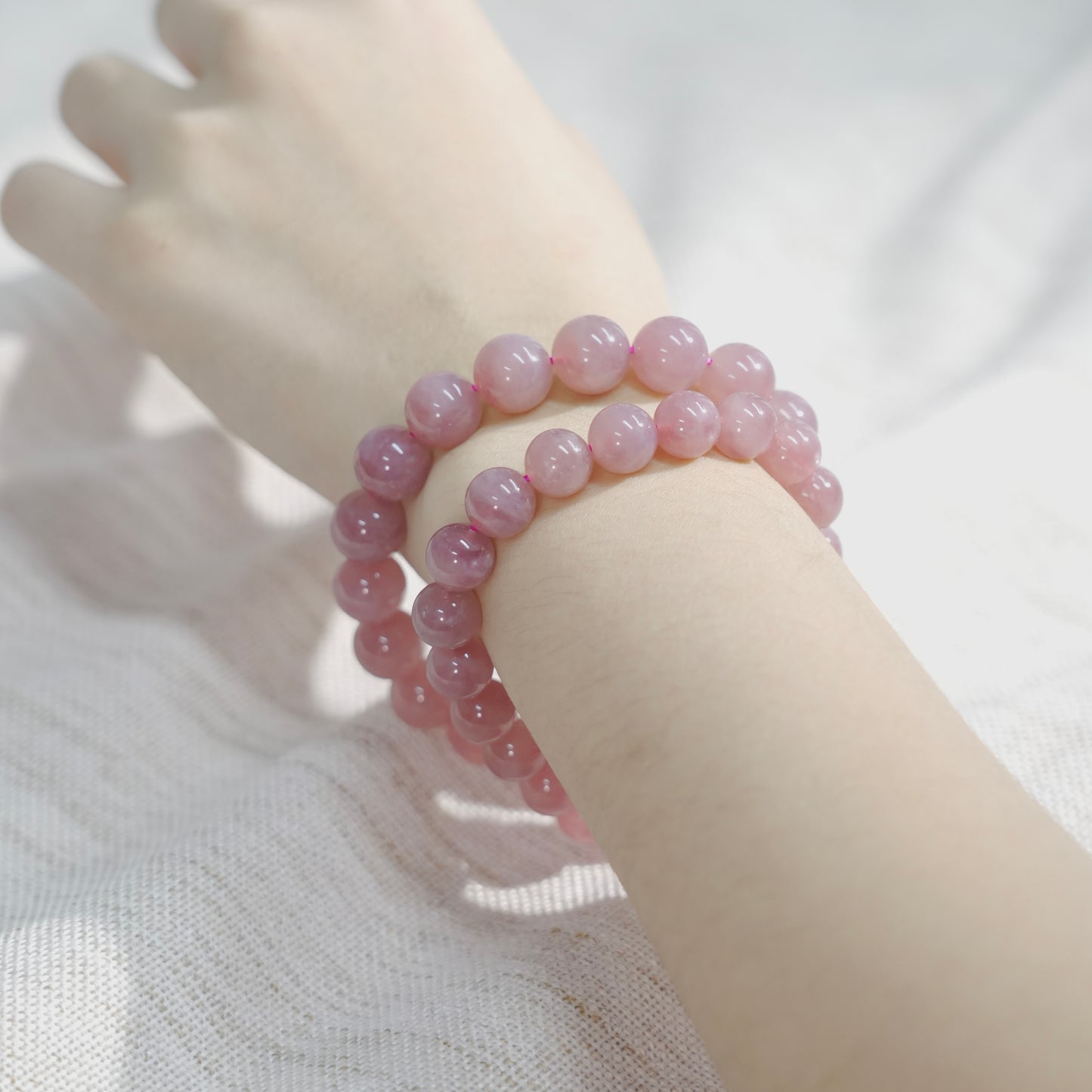 Madagascar Rose Quartz Bracelet for love wearing picture