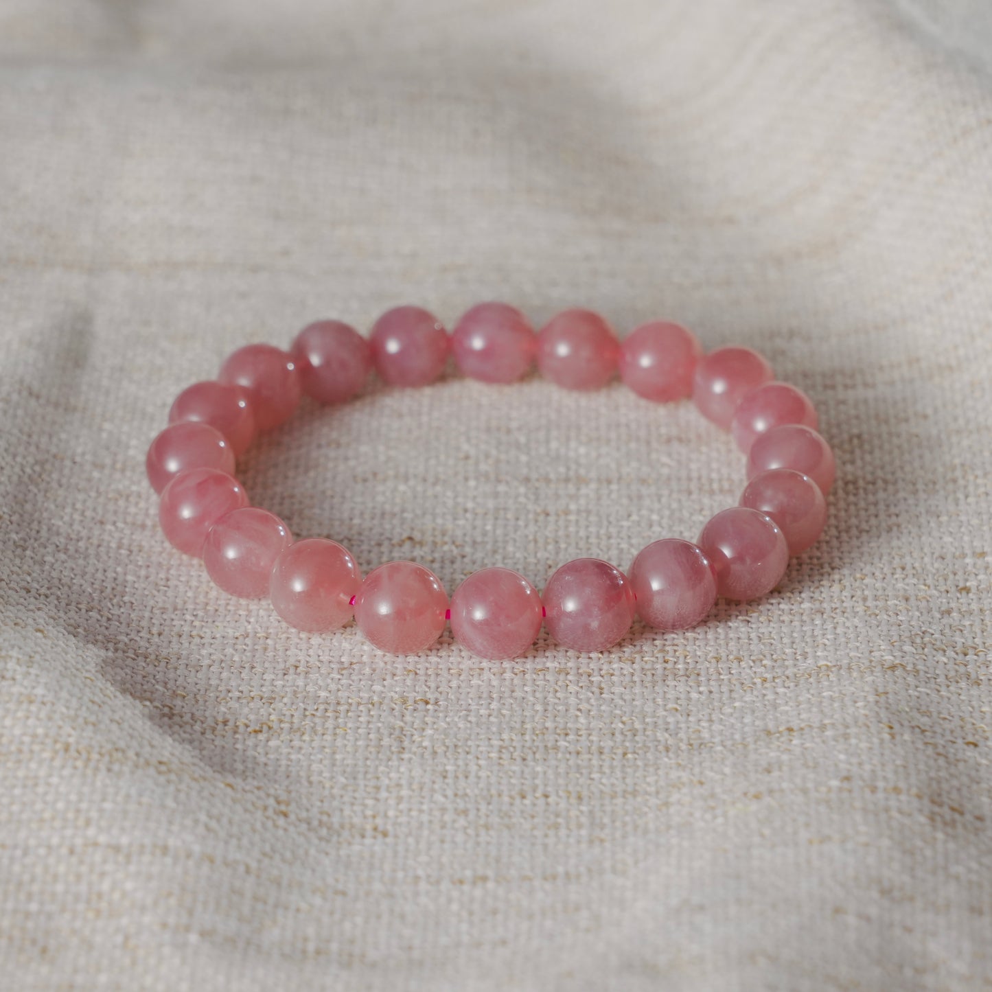 Natural Madagascar Rose Quartz Bracelet front view