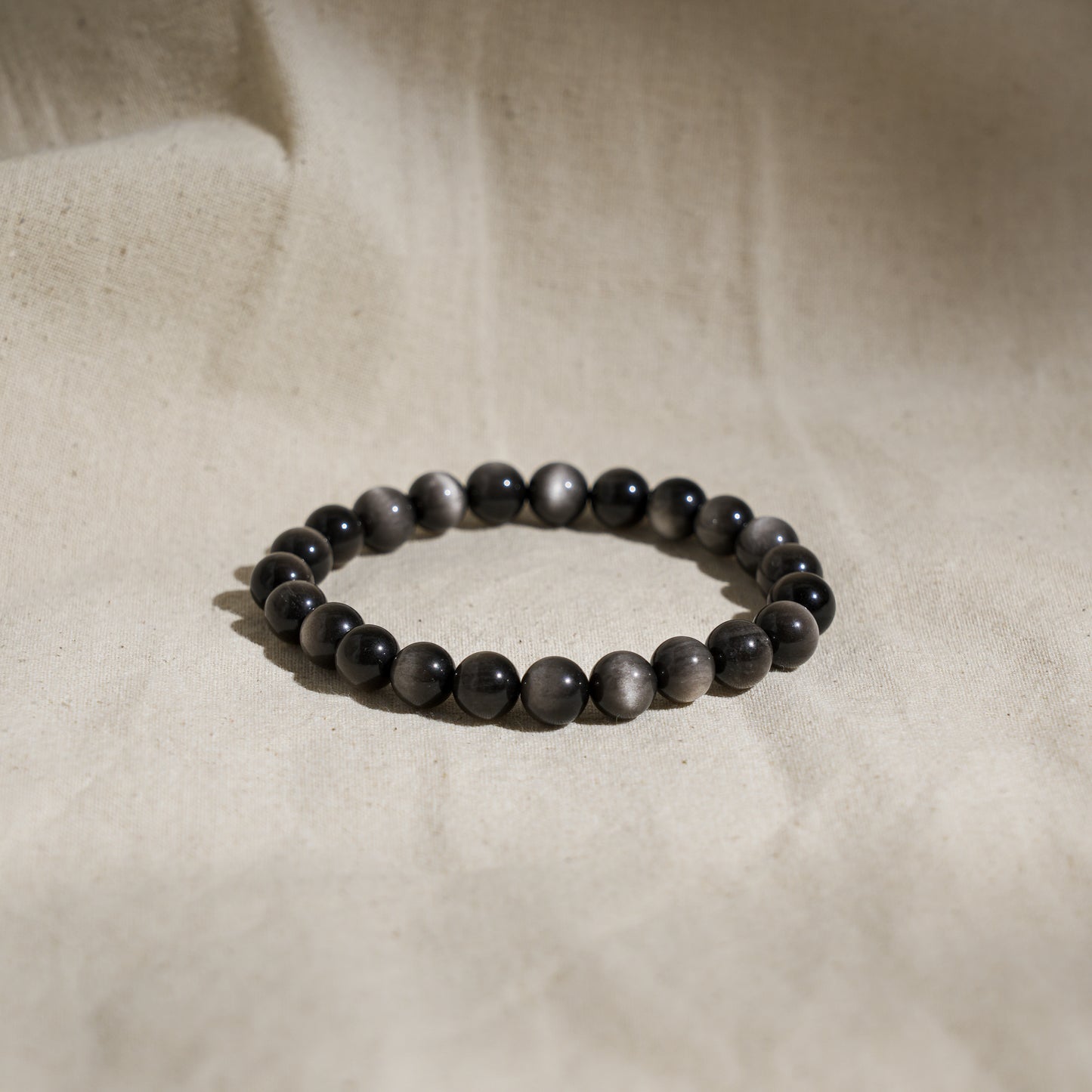 Natural Silver Obsidian Bracelet front view