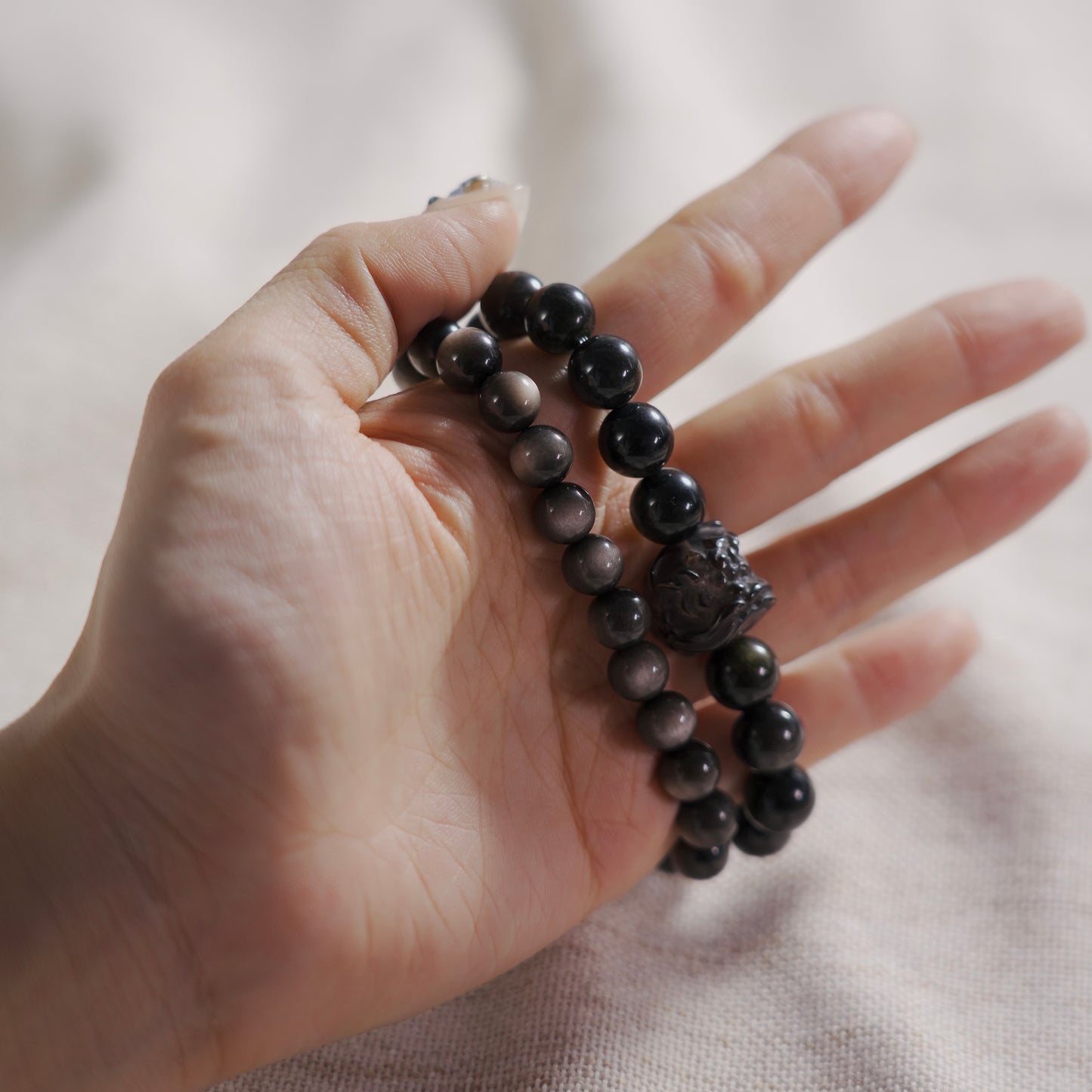 Natural Silver Obsidian and Obsidian Bracelet display picture