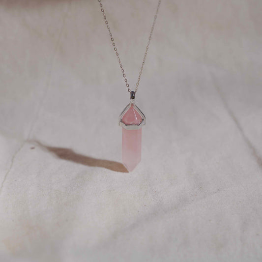 Rose Quartz Necklace Front View