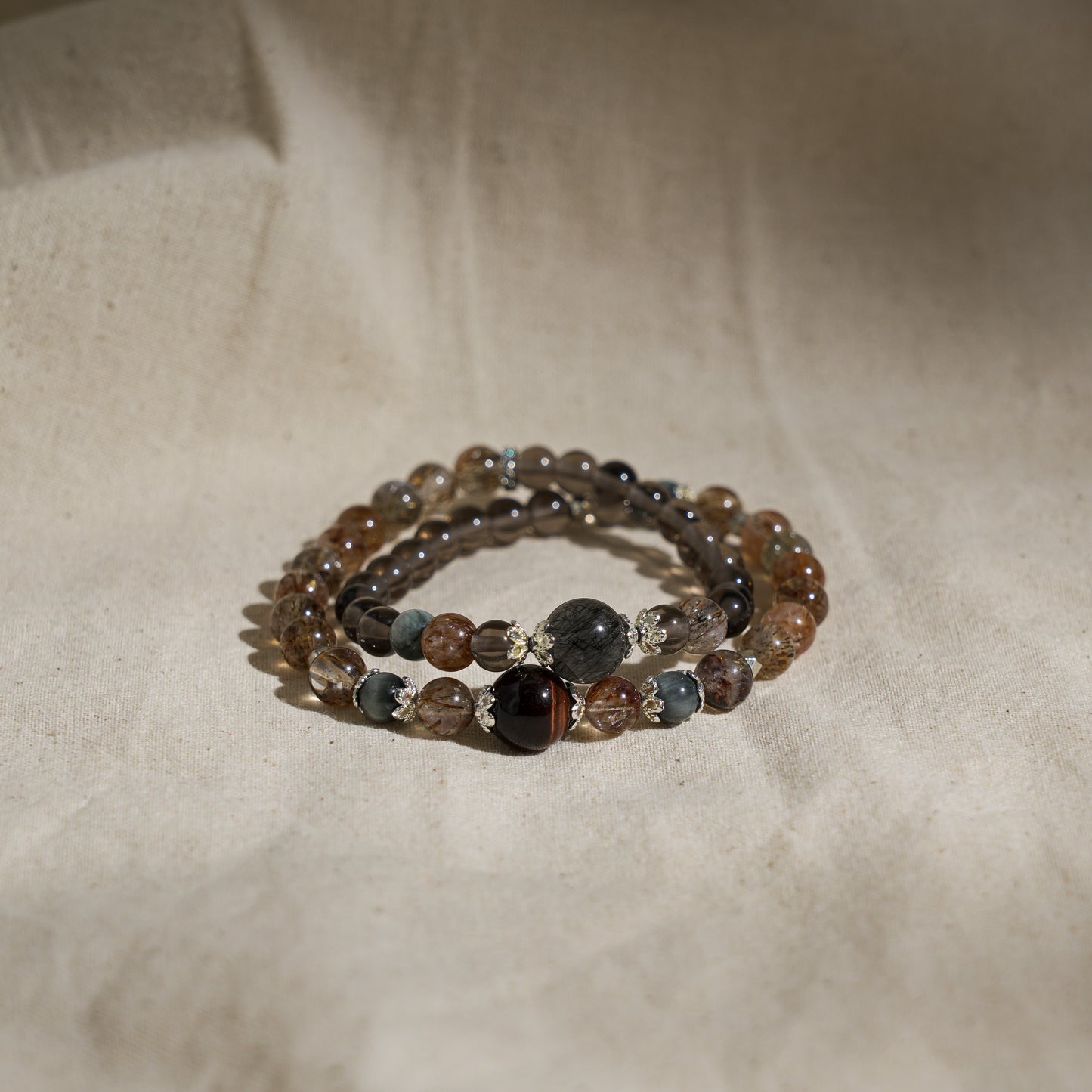 Smoky Quartz Double Wrap Bracelet front view