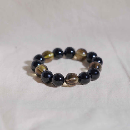 Smoky Quartz Obsidian Bracelet Front View