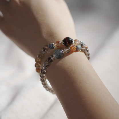 The Smoky Quartz Double Wrap Bracelet wearing picture